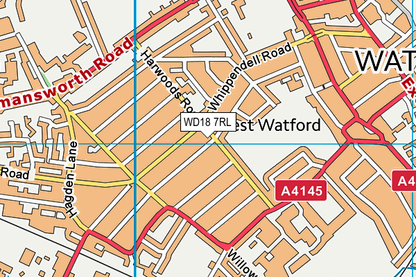 WD18 7RL map - OS VectorMap District (Ordnance Survey)