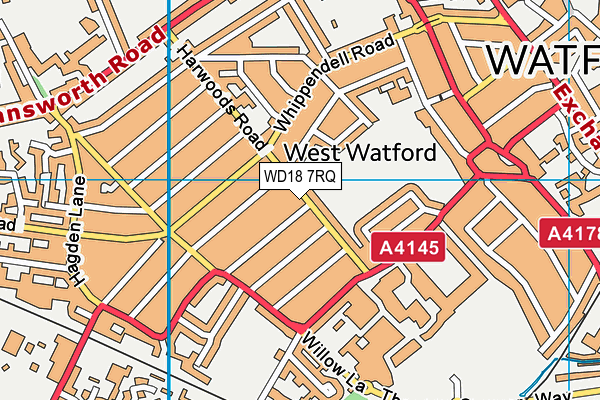 WD18 7RQ map - OS VectorMap District (Ordnance Survey)