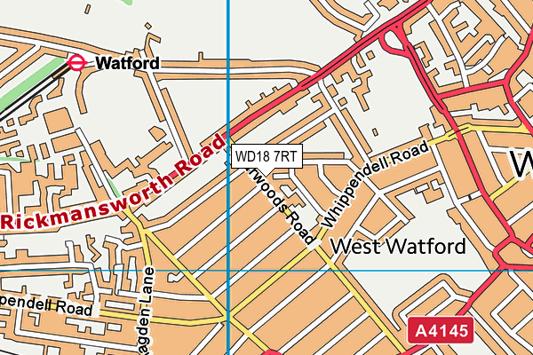 WD18 7RT map - OS VectorMap District (Ordnance Survey)
