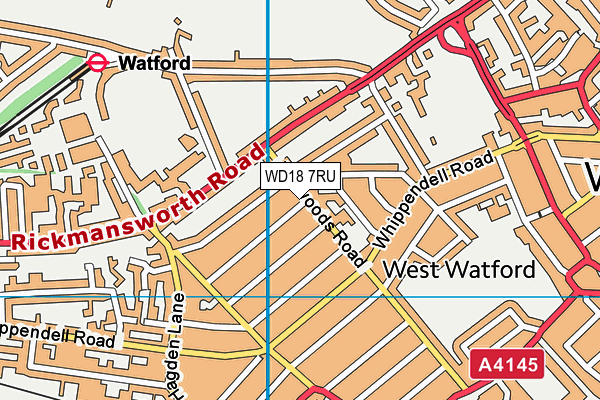 WD18 7RU map - OS VectorMap District (Ordnance Survey)