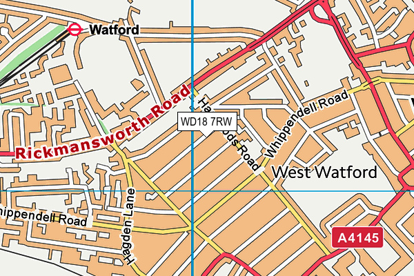WD18 7RW map - OS VectorMap District (Ordnance Survey)