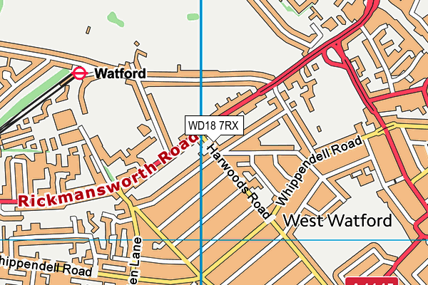 WD18 7RX map - OS VectorMap District (Ordnance Survey)