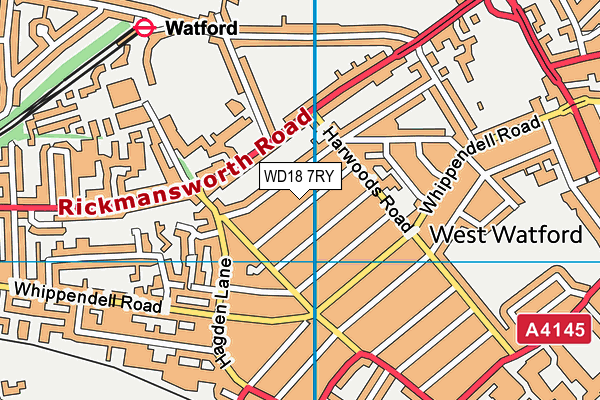 WD18 7RY map - OS VectorMap District (Ordnance Survey)