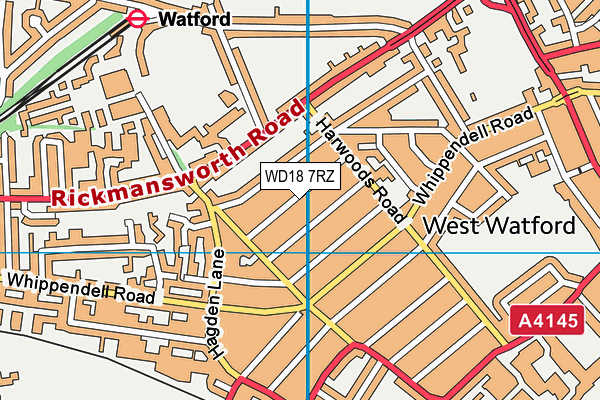 WD18 7RZ map - OS VectorMap District (Ordnance Survey)