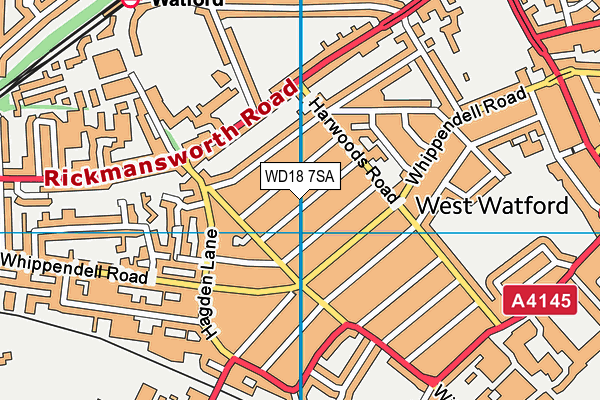 WD18 7SA map - OS VectorMap District (Ordnance Survey)