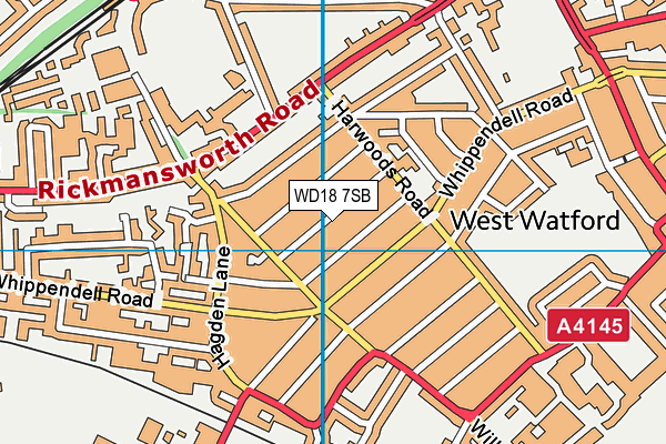 WD18 7SB map - OS VectorMap District (Ordnance Survey)