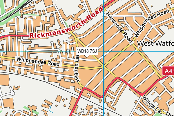 WD18 7SJ map - OS VectorMap District (Ordnance Survey)