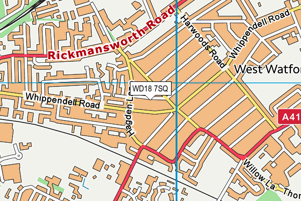 WD18 7SQ map - OS VectorMap District (Ordnance Survey)