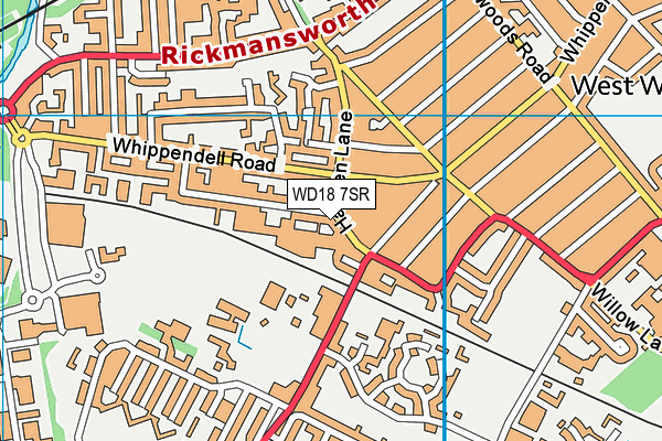 WD18 7SR map - OS VectorMap District (Ordnance Survey)