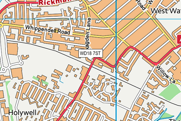 WD18 7ST map - OS VectorMap District (Ordnance Survey)