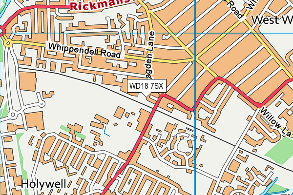 WD18 7SX map - OS VectorMap District (Ordnance Survey)