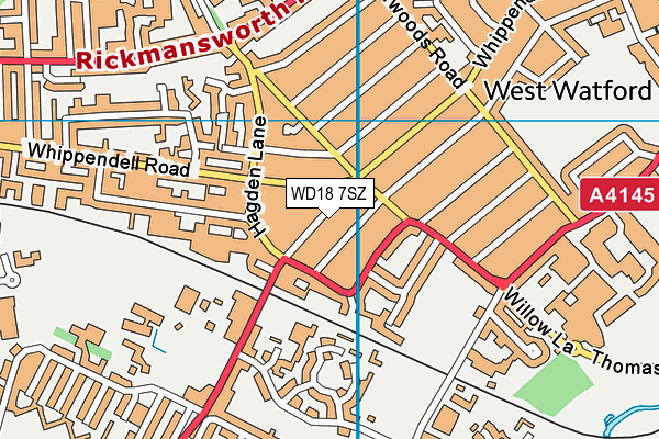 WD18 7SZ map - OS VectorMap District (Ordnance Survey)