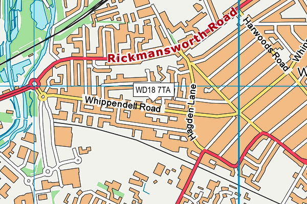 WD18 7TA map - OS VectorMap District (Ordnance Survey)