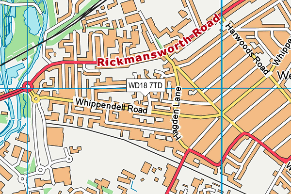WD18 7TD map - OS VectorMap District (Ordnance Survey)