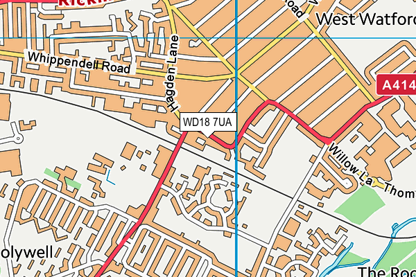 WD18 7UA map - OS VectorMap District (Ordnance Survey)