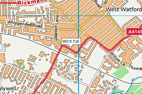 WD18 7UD map - OS VectorMap District (Ordnance Survey)