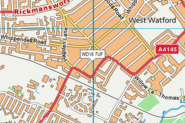 WD18 7UF map - OS VectorMap District (Ordnance Survey)