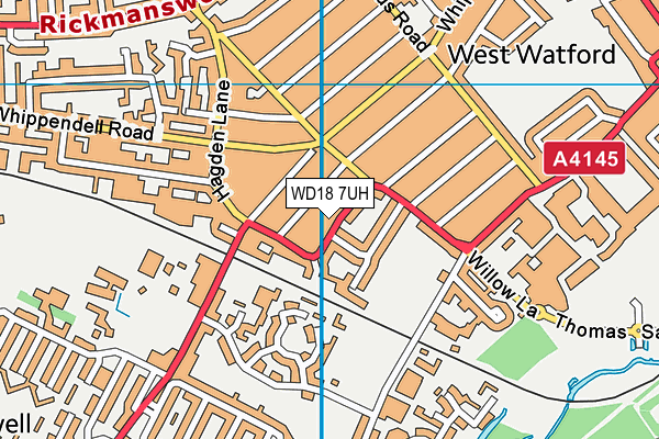 WD18 7UH map - OS VectorMap District (Ordnance Survey)