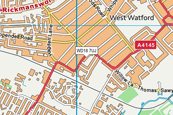 WD18 7UJ map - OS VectorMap District (Ordnance Survey)
