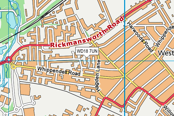 WD18 7UN map - OS VectorMap District (Ordnance Survey)