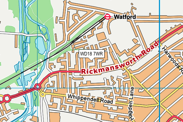 WD18 7WR map - OS VectorMap District (Ordnance Survey)