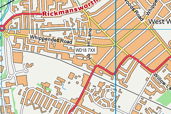 WD18 7XX map - OS VectorMap District (Ordnance Survey)