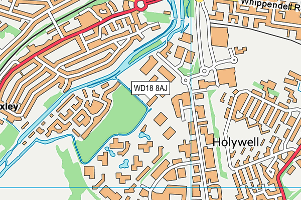 WD18 8AJ map - OS VectorMap District (Ordnance Survey)