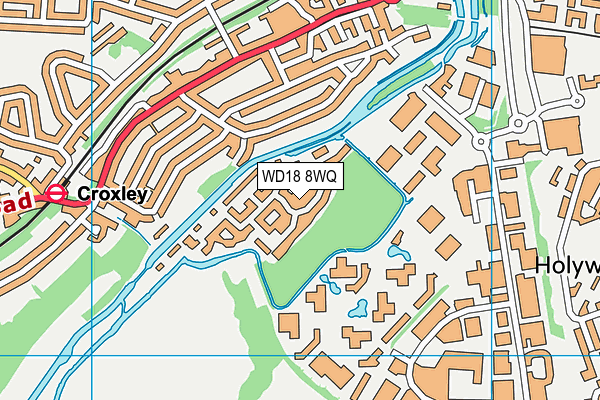 WD18 8WQ map - OS VectorMap District (Ordnance Survey)