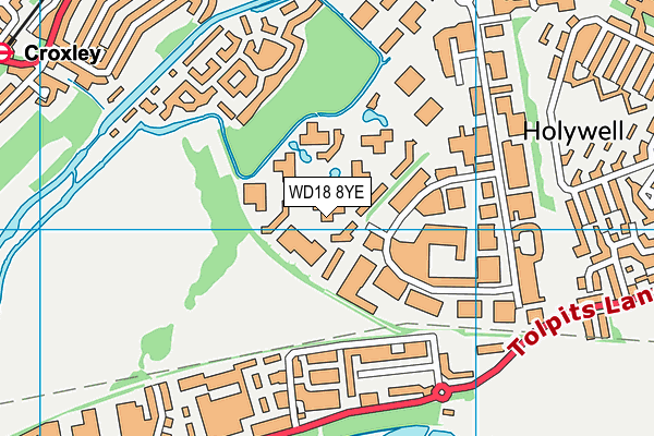 WD18 8YE map - OS VectorMap District (Ordnance Survey)