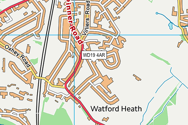 WD19 4AR map - OS VectorMap District (Ordnance Survey)