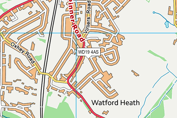 WD19 4AS map - OS VectorMap District (Ordnance Survey)