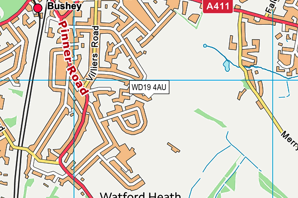 WD19 4AU map - OS VectorMap District (Ordnance Survey)