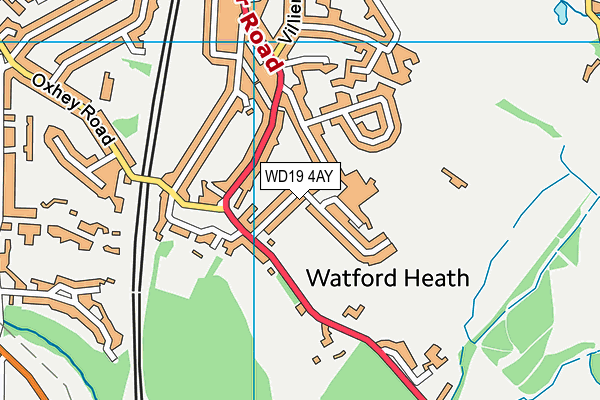 WD19 4AY map - OS VectorMap District (Ordnance Survey)