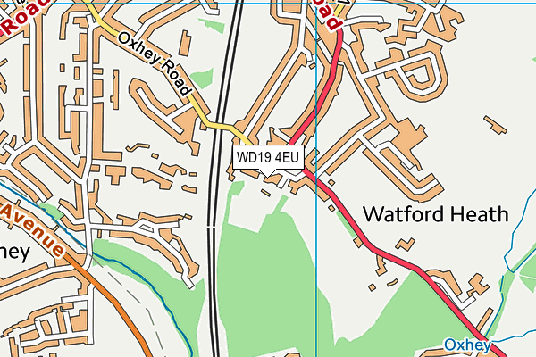 Oxhey Grange Playing Fields map (WD19 4EU) - OS VectorMap District (Ordnance Survey)