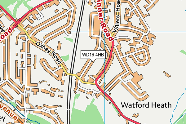 WD19 4HB map - OS VectorMap District (Ordnance Survey)