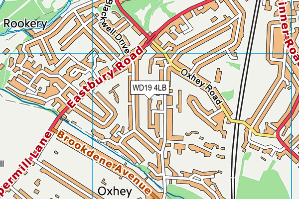WD19 4LB map - OS VectorMap District (Ordnance Survey)