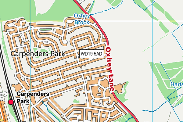 WD19 5AD map - OS VectorMap District (Ordnance Survey)