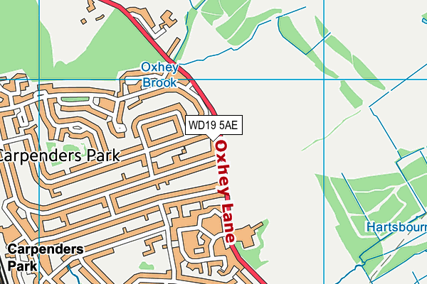 WD19 5AE map - OS VectorMap District (Ordnance Survey)