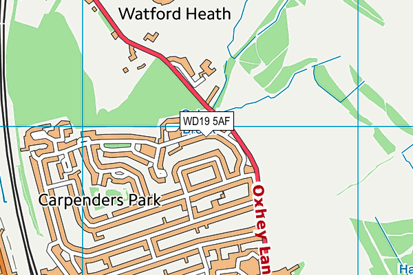 WD19 5AF map - OS VectorMap District (Ordnance Survey)