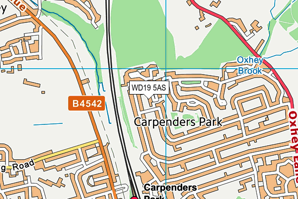 WD19 5AS map - OS VectorMap District (Ordnance Survey)