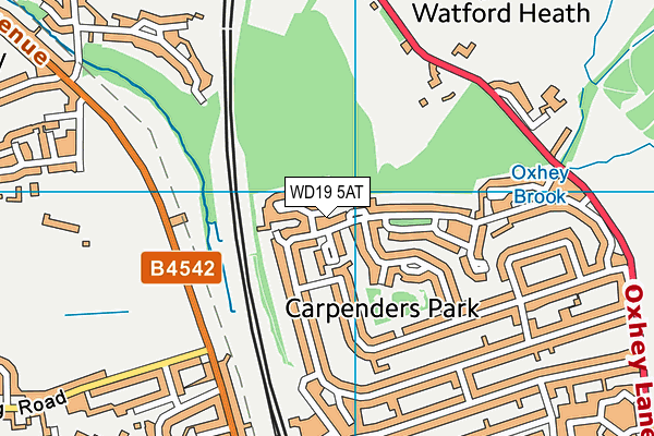 WD19 5AT map - OS VectorMap District (Ordnance Survey)