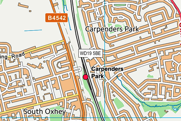 WD19 5BE map - OS VectorMap District (Ordnance Survey)