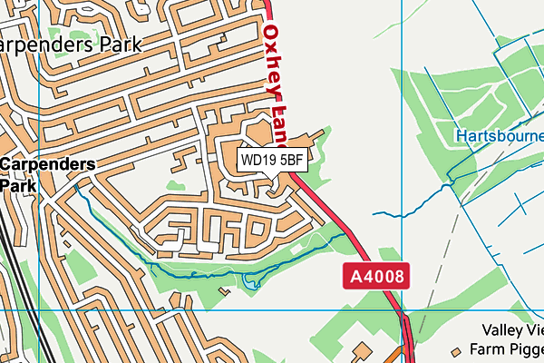 WD19 5BF map - OS VectorMap District (Ordnance Survey)