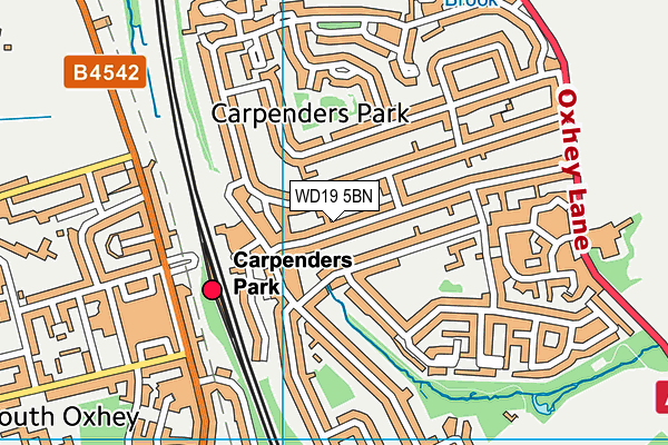 WD19 5BN map - OS VectorMap District (Ordnance Survey)