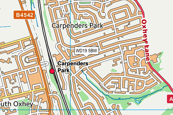 WD19 5BW map - OS VectorMap District (Ordnance Survey)