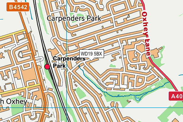 WD19 5BX map - OS VectorMap District (Ordnance Survey)