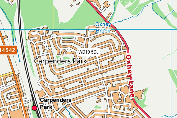 WD19 5DJ map - OS VectorMap District (Ordnance Survey)