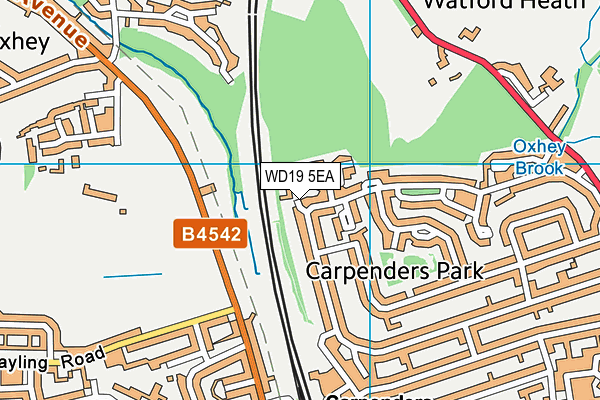 WD19 5EA map - OS VectorMap District (Ordnance Survey)