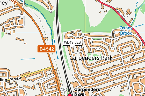 WD19 5EB map - OS VectorMap District (Ordnance Survey)