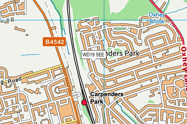 WD19 5EE map - OS VectorMap District (Ordnance Survey)